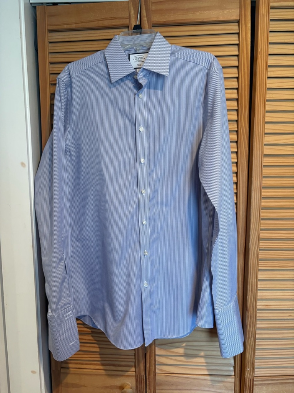 Charles Tyrwhitt Men slim fit striped dress shirt French cuffs Business 16/36